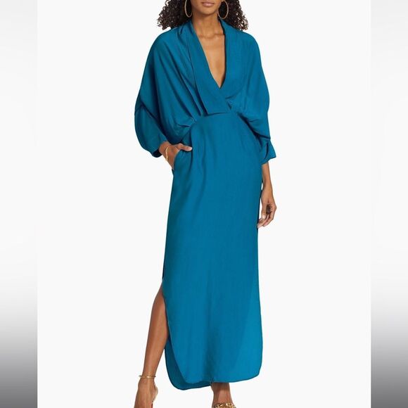 SWF Atrtisa Plunge Maxi Dress - Teal BRAND NEW Size Oversized Sleeve - Picture 1 of 8